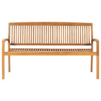 3-Seater Stacking Garden Bench 159 cm Solid Teak Wood