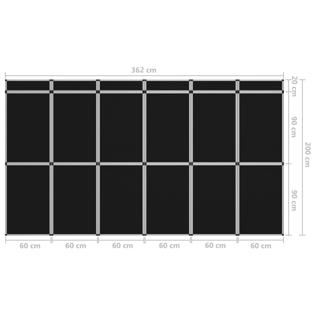 18-Panel Folding Exhibition Display Wall 362X200 Cm Black
