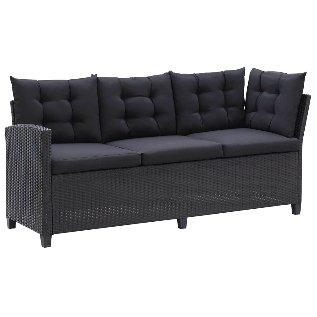 Outdoor Furniture Sets Black Poly Rattan