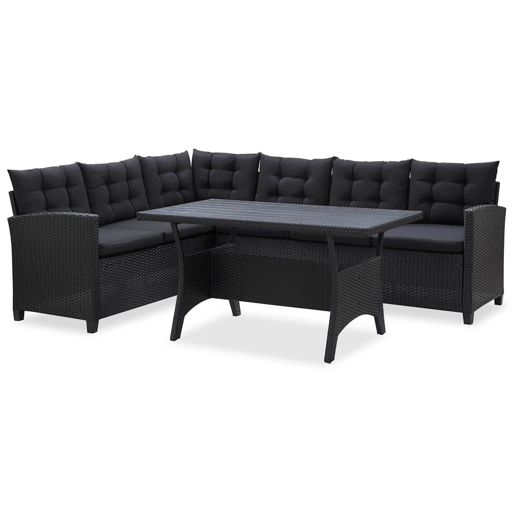 Outdoor Furniture Sets Black Poly Rattan