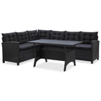 Outdoor Furniture Sets Black Poly Rattan