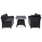 Outdoor Furniture Sets Black Poly Rattan