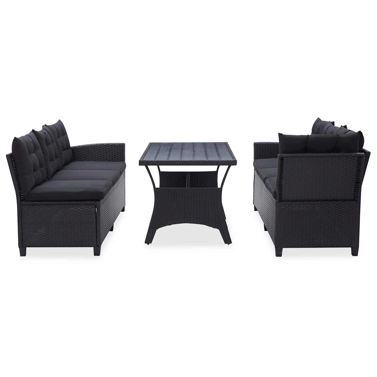 Outdoor Furniture Sets Black Poly Rattan