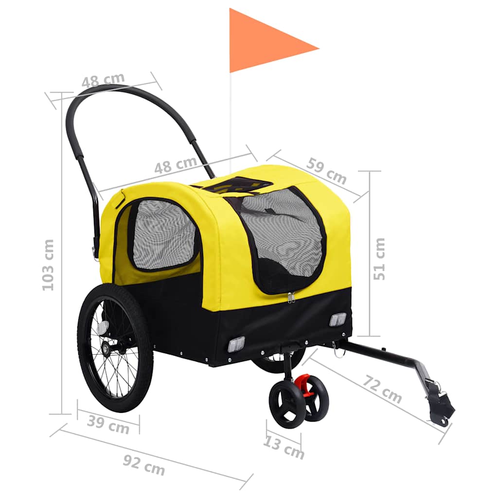 2-In-1 Pet Bike Trailer & Jogging Stroller Yellow And Black