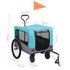 2-in-1 Pet Bike Trailer & Jogging Stroller Blue and Grey