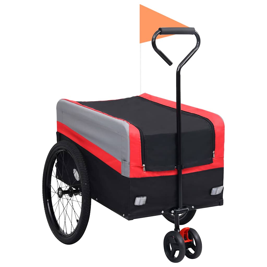 2-In-1 Xxl Pet Bike Trailer & Trolley Grey And Black