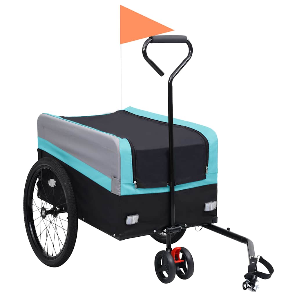 2-In-1 Xxl Pet Bike Trailer & Trolley Grey And Black