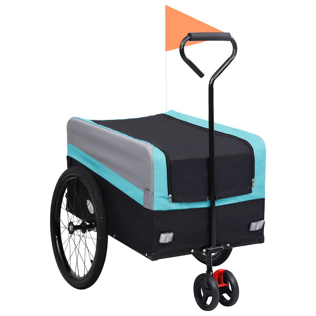 2-In-1 Xxl Pet Bike Trailer & Trolley Grey And Black