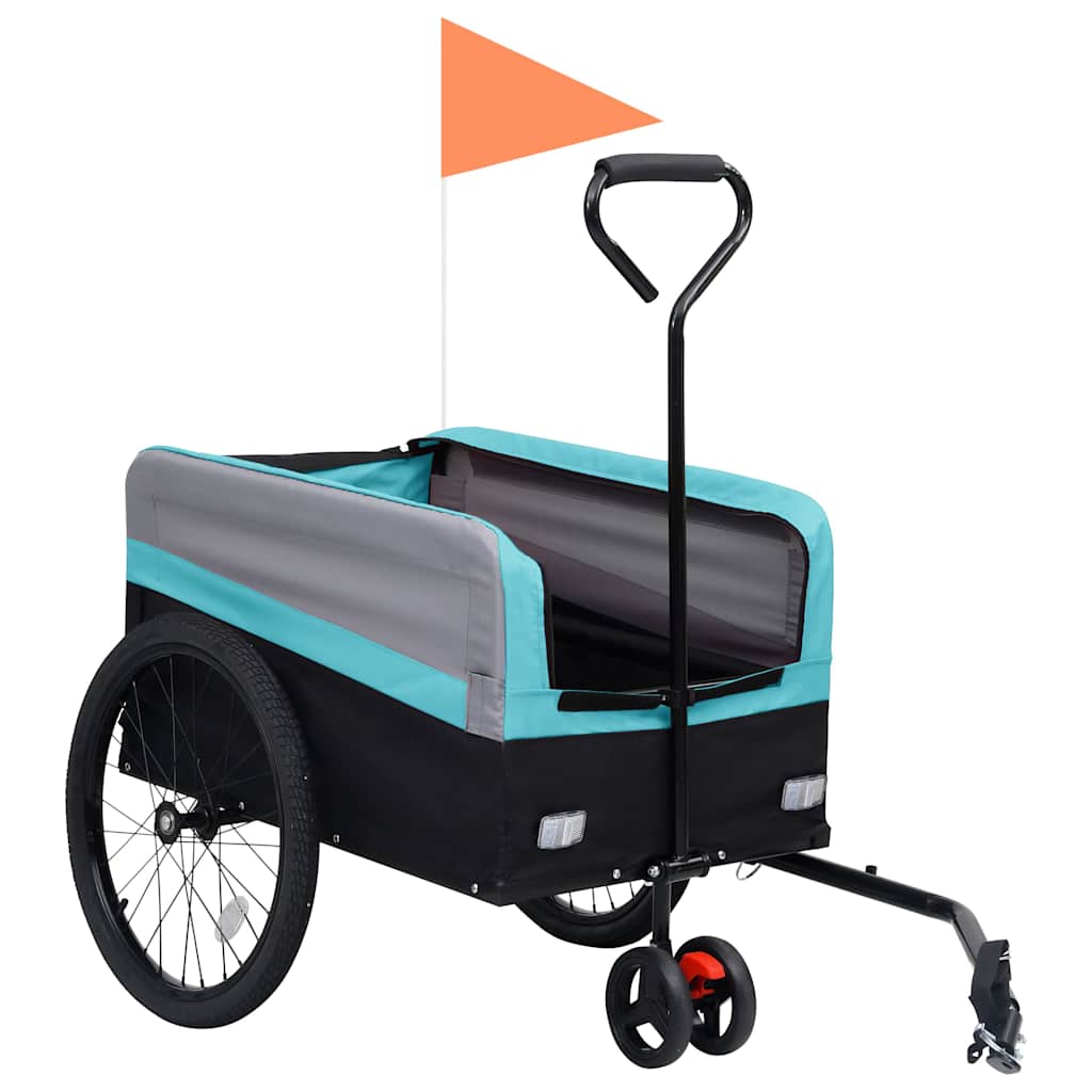 2-In-1 Xxl Pet Bike Trailer & Trolley Grey And Black