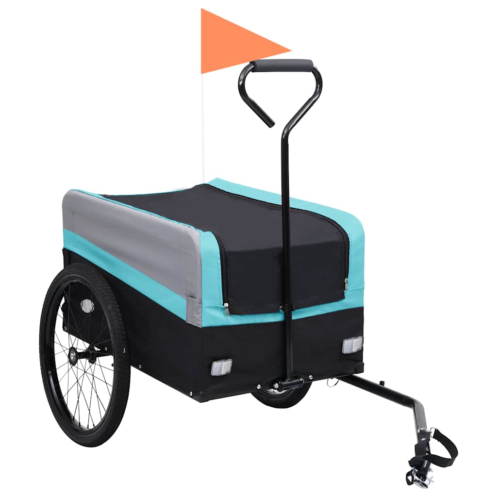 2-In-1 Xxl Pet Bike Trailer & Trolley Grey And Black