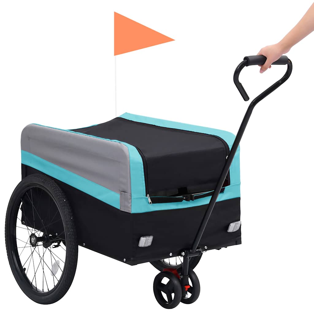 2-In-1 Xxl Pet Bike Trailer & Trolley Grey And Black
