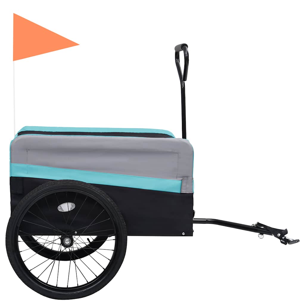 2-In-1 Xxl Pet Bike Trailer & Trolley Grey And Black