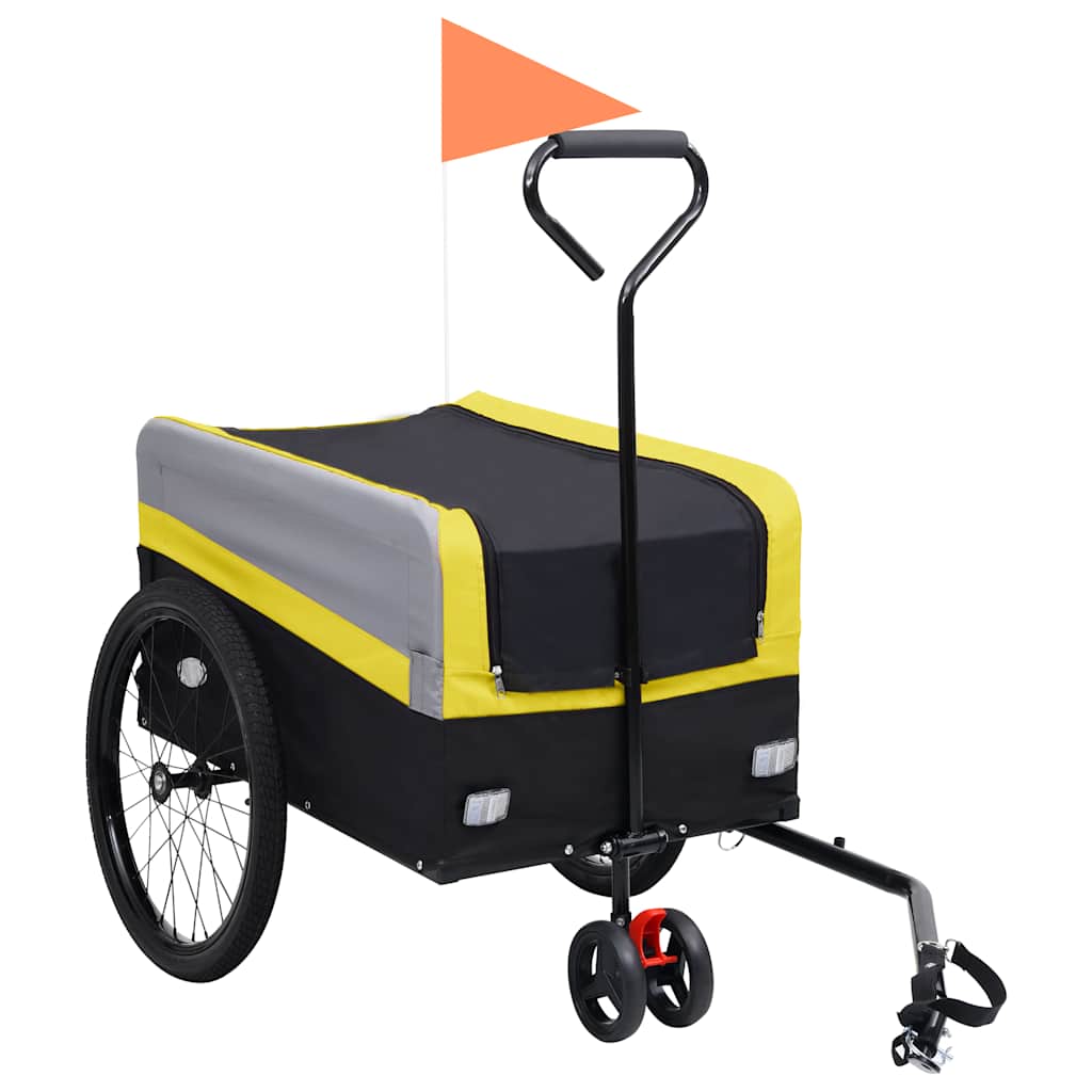 2-In-1 Xxl Pet Bike Trailer & Trolley Grey And Black