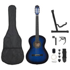 12 Piece Classical Guitar Beginner Set Blue 4/4 39"