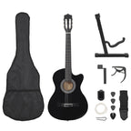 12 Piece Western Classical Guitar Set with 6 Strings Black 38"