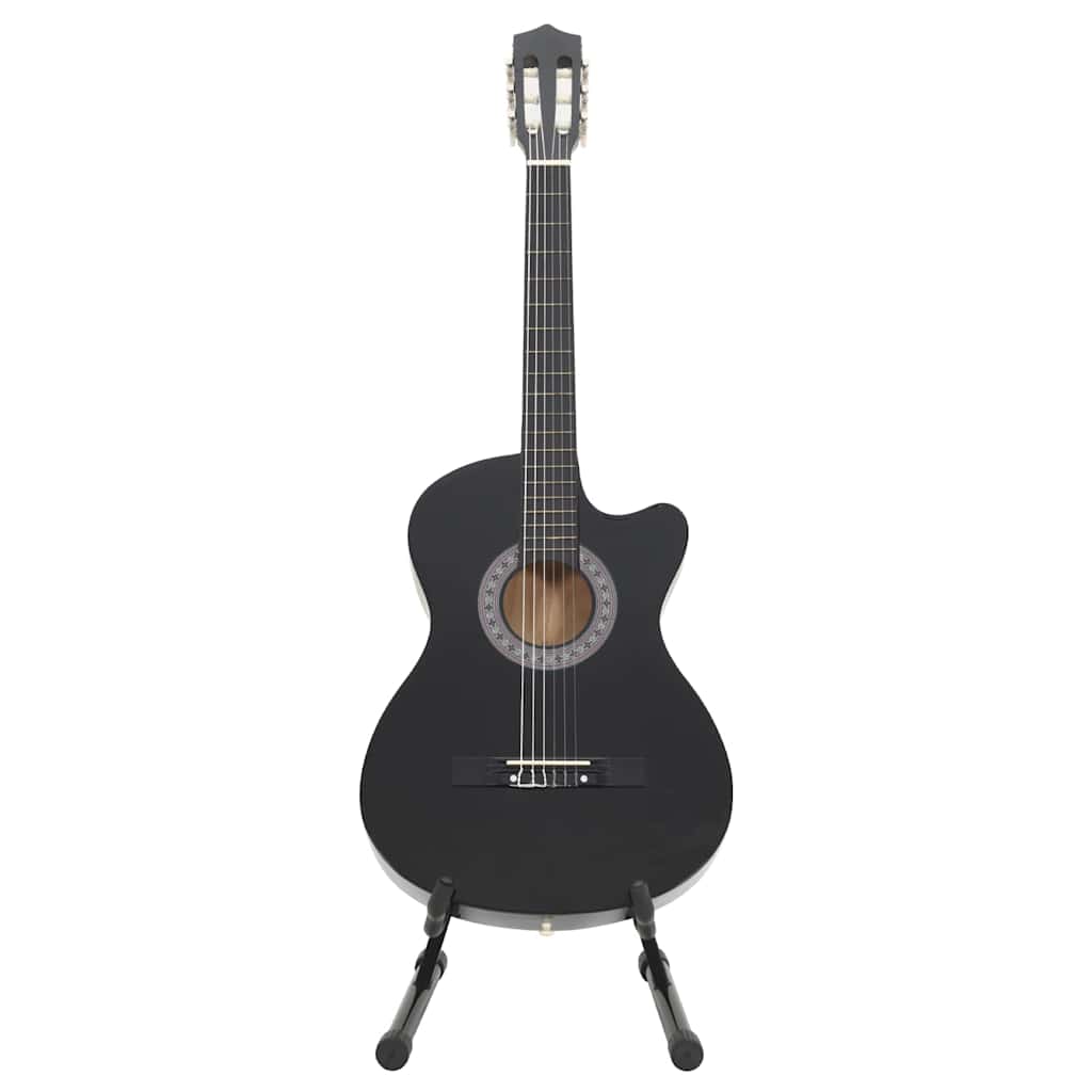 12 Piece Western Classical Guitar Set with 6 Strings Black 38"
