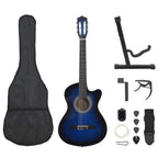12 Piece Western Classical Guitar Set with 6 Strings Blue 38