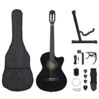 12 Piece Western Guitar Set with Equalizer and 6 Strings Black