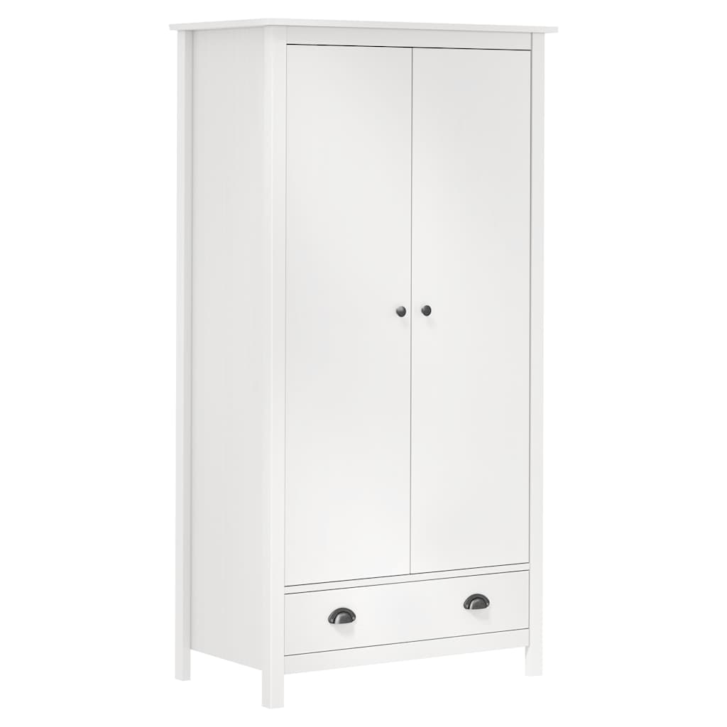 2-Door Wardrobe Hill White 89X50X170 Cm Solid Pine Wood