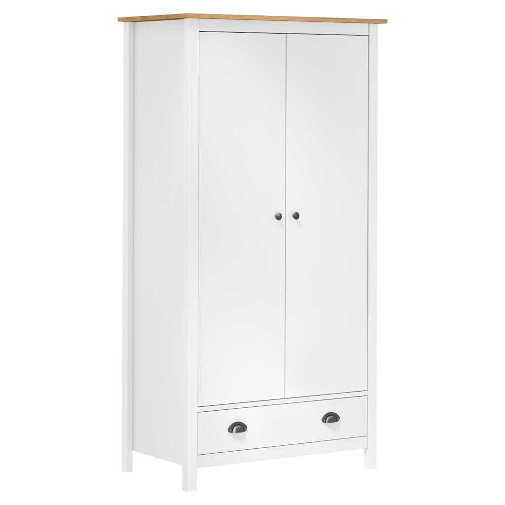 2-Door Wardrobe Hill White 89X50X170 Cm Solid Pine Wood