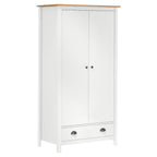 2-Door Wardrobe Hill White 89X50X170 Cm Solid Pine Wood