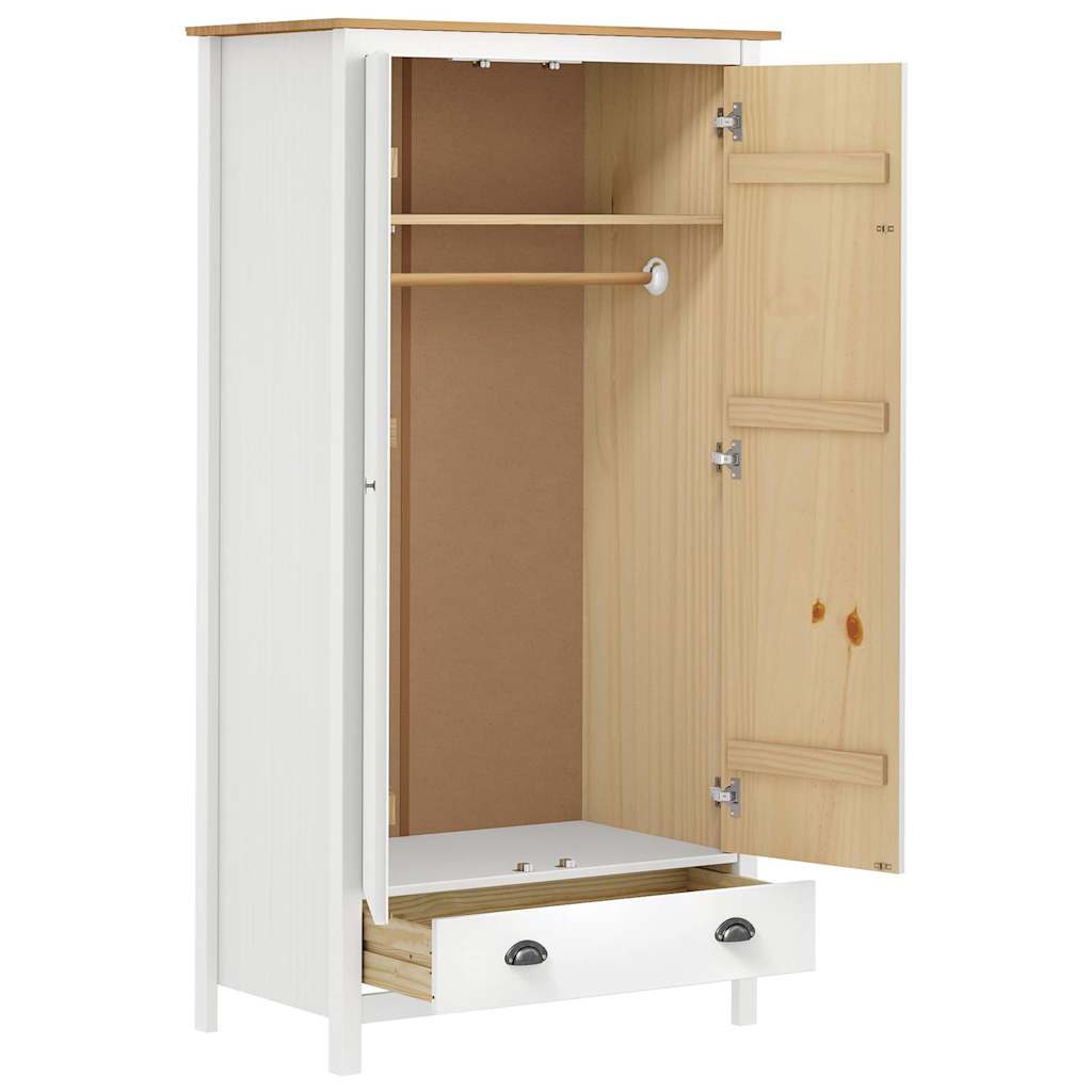2-Door Wardrobe Hill White 89X50X170 Cm Solid Pine Wood