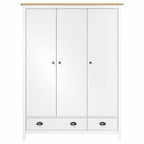3-Door Wardrobe Hill White 127X50X170 Cm Solid Pine Wood