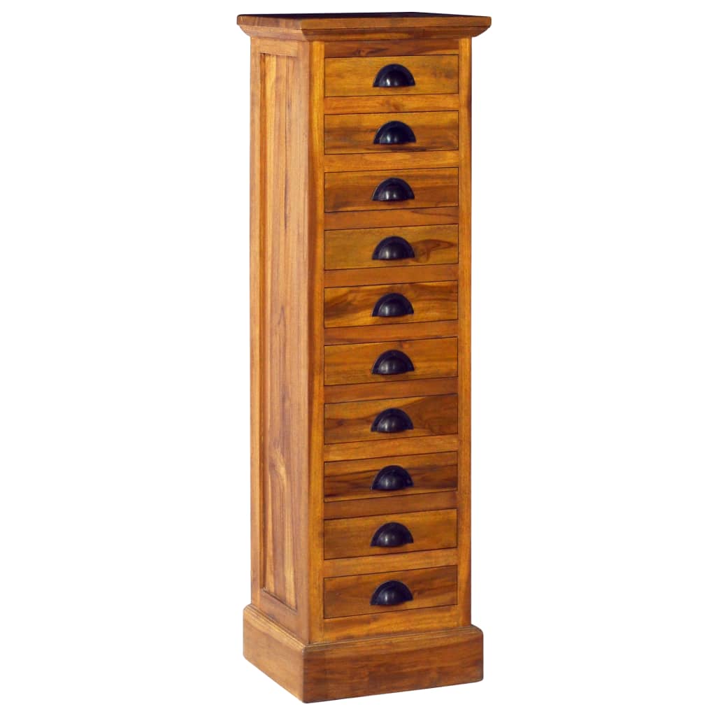10-Drawer Cabinet Solid Teak Wood