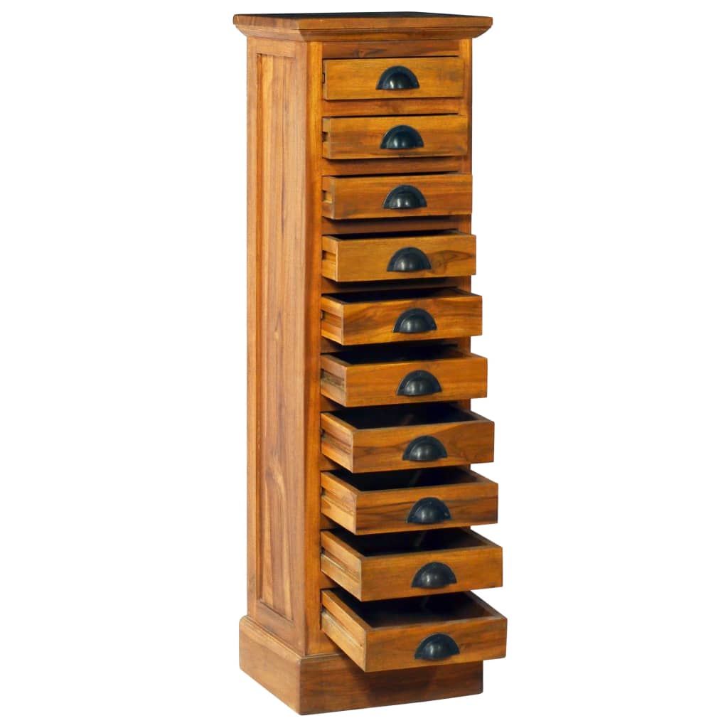 10-Drawer Cabinet Solid Teak Wood