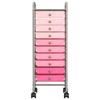10-Drawer Mobile Storage Trolley Ombre Pink Plastic