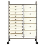 XXL 15-Drawer Mobile Storage Trolley White Plastic