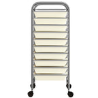 XXL 15-Drawer Mobile Storage Trolley White Plastic