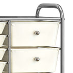 XXL 15-Drawer Mobile Storage Trolley White Plastic