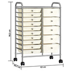 XXL 15-Drawer Mobile Storage Trolley White Plastic