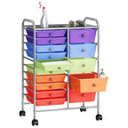 XXL 15-Drawer Mobile Storage Trolley Multicolour Plastic