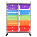 XXL 15-Drawer Mobile Storage Trolley Multicolour Plastic