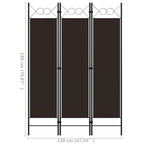 3-Panel Room Divider Brown 120x180 cm