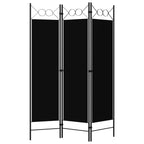 3-Panel Room Divider Black 120x180 cm