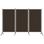 3-Panel Room Divider Brown 260x180 cm