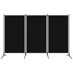 3-Panel Room Divider Black 260x180 cm