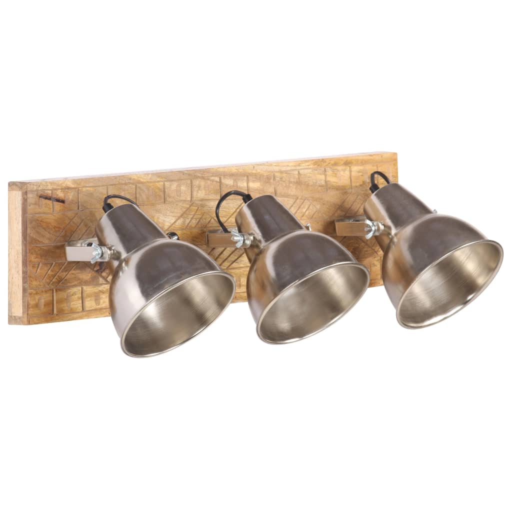 Industrial Wall Lamp Silver 70x23 cm E27 Mango Wood