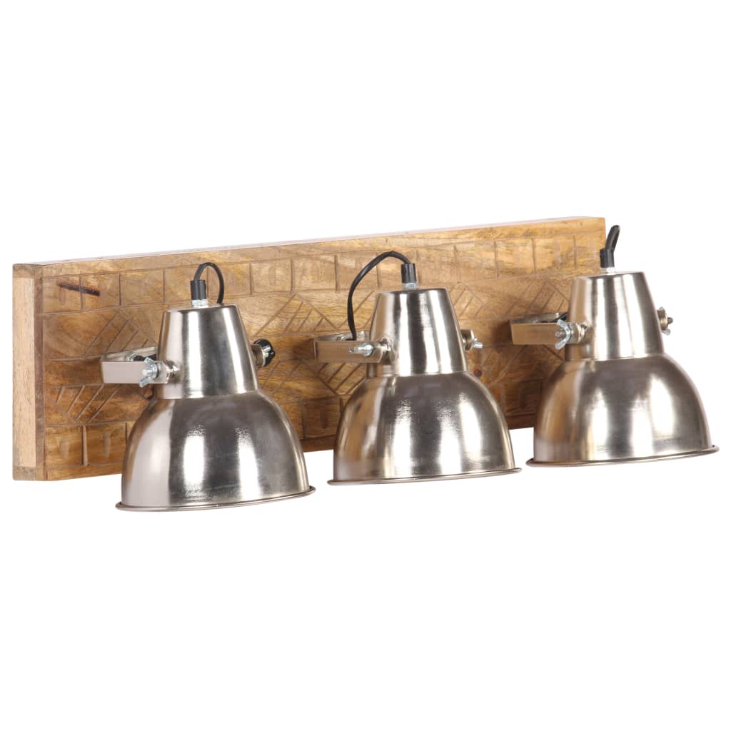 Industrial Wall Lamp Silver 70x23 cm E27 Mango Wood