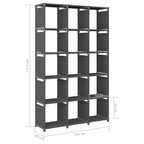 15-Cube Display Shelf Grey 103x30x175.5 cm Fabric