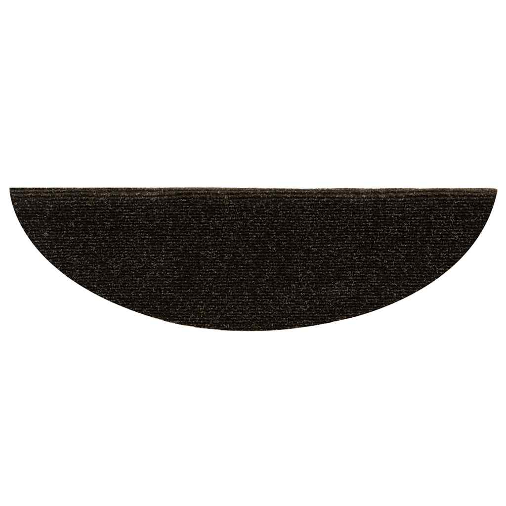 Stair Mats Self-adhesive 15 pcs 56x17x3 cm Dark Brown Half Round