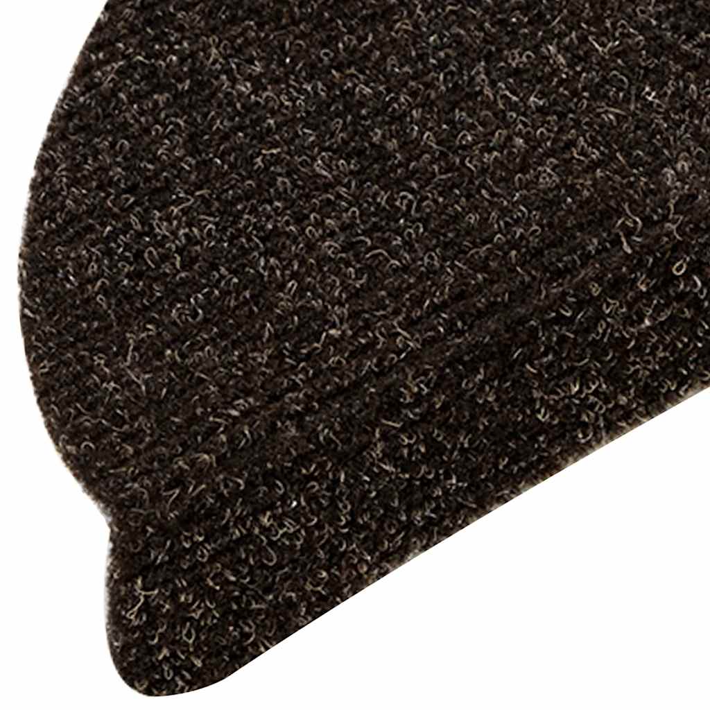 Stair Mats Self-adhesive 15 pcs 56x17x3 cm Dark Brown Half Round