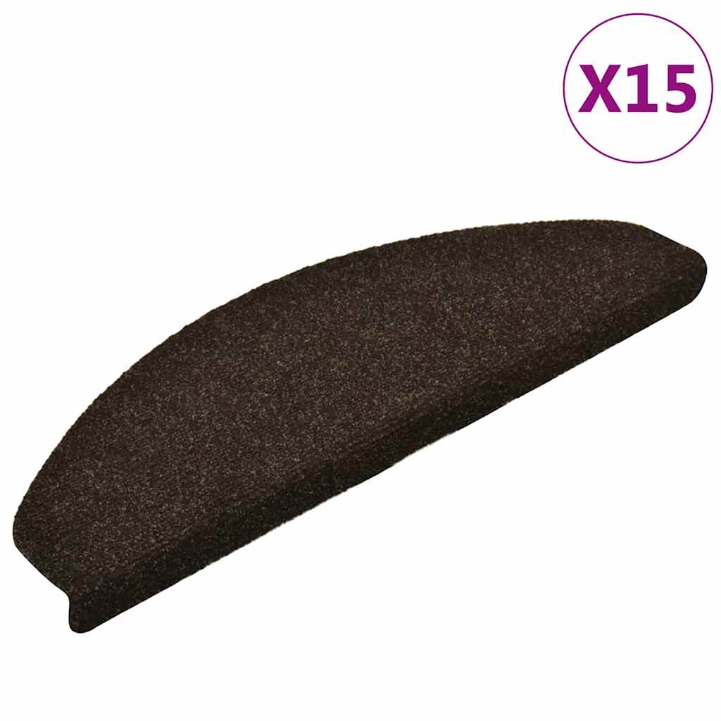 Stair Mats Self-adhesive 15 pcs 65x21x4 cm Dark Brown Half Round Large