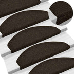 Stair Mats Self-adhesive 15 pcs 65x21x4 cm Dark Brown Half Round Large
