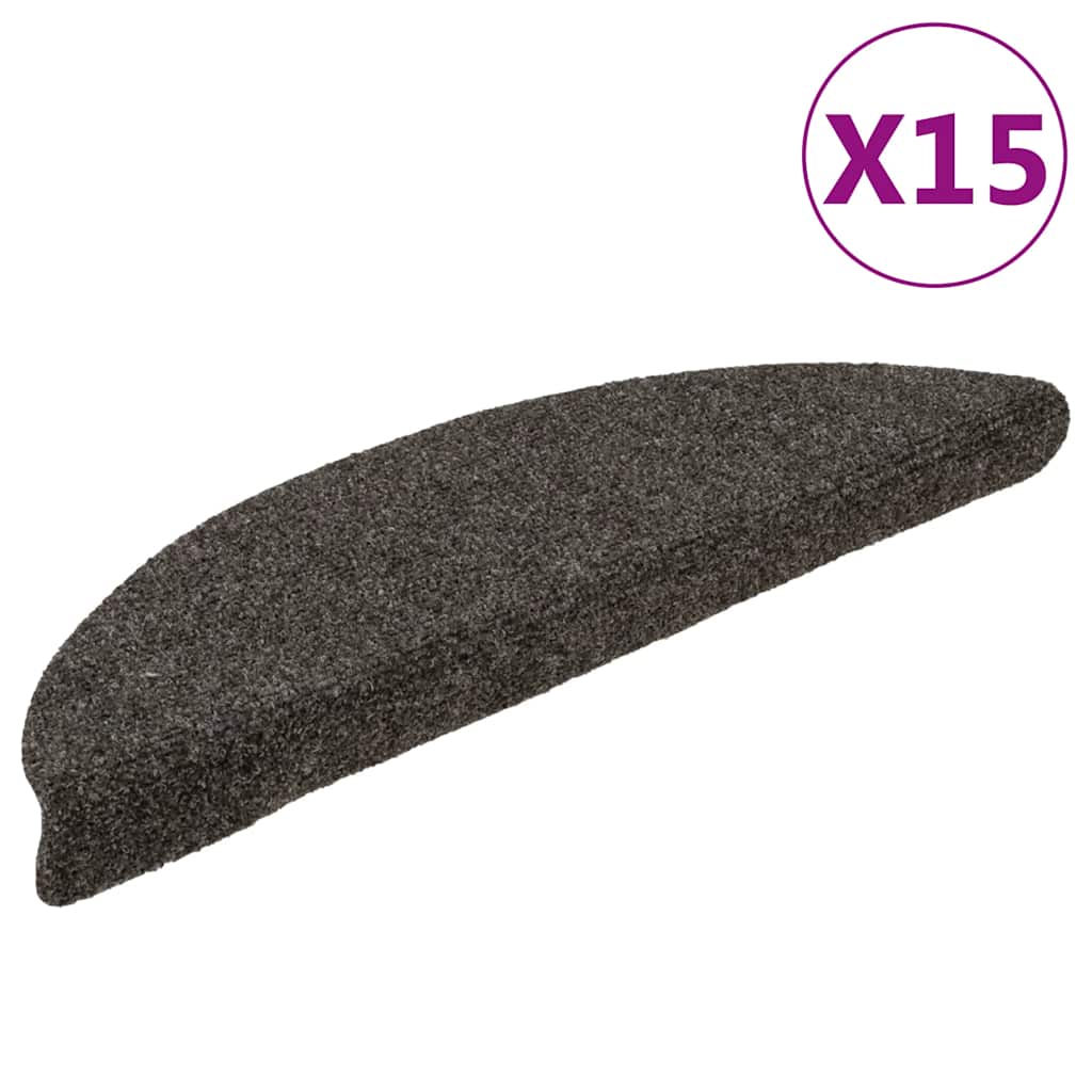 Stair Mats Self-adhesive 15 pcs 56x17x3 cm Anthracite Half Round