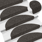 Stair Mats Self-adhesive 15 pcs 56x17x3 cm Anthracite Half Round