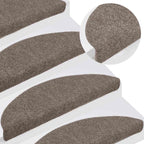 Stair Mats Self-adhesive 15 pcs 56x17x3 cm Beige Half Round